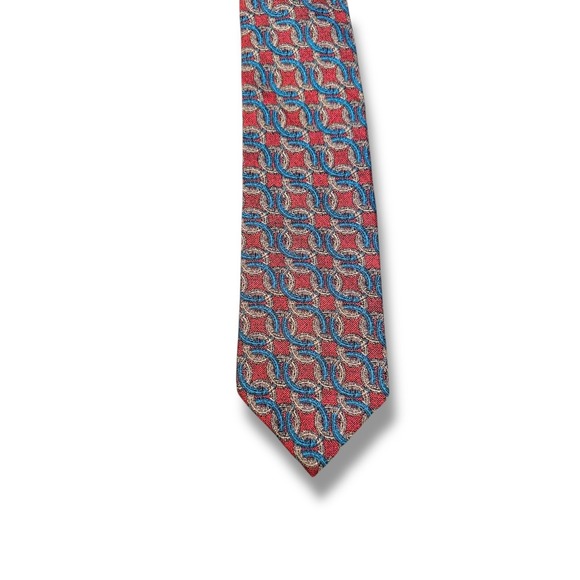 Givenchy Red Blue Silk Tie Men's Classic Business Formal Accessory - Picture 2 of 5